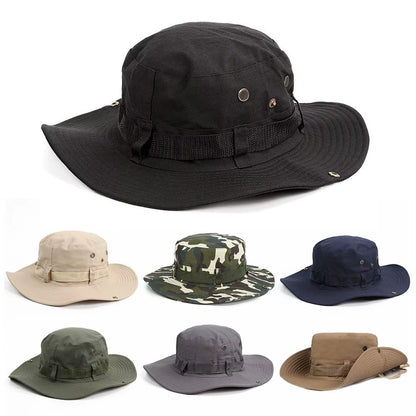 Men & Women Sun Hat Wide Brim Breathable Fishing Cap Men'S Bucket Hats Hiking Jungle Hat Summer Outdoor Camo Caps