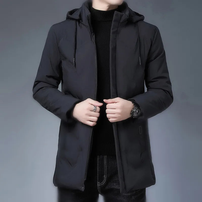 Mens Parkas Winter Warm Jacket Coats Men Fashion Casual Mens Winter Jackets and Coats Fleece Parkas Collar Detachable Clothes