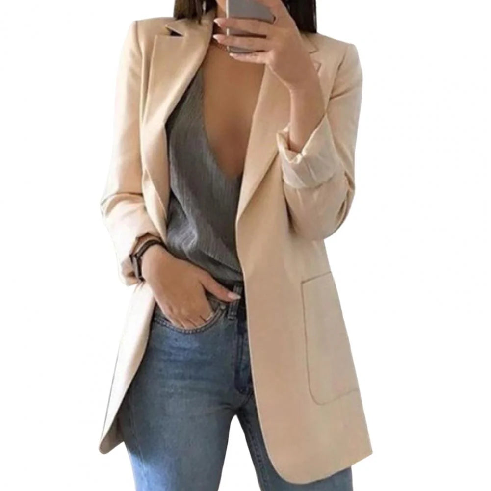 Women’S Blazer – Tailored Fit – Longline Cut – Notched Lapel – Formal Smart Style