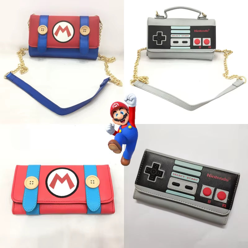 Super Marios Bros Cute Shoulder Bags Wallet Cartoon Retro PU Games Console Coin Purse Tote Bags Casual Women Messenger Bag Gifts
