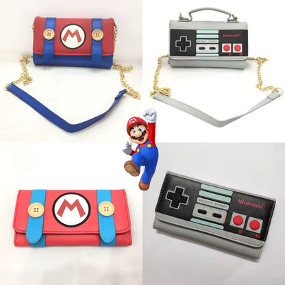Super Marios Bros Cute Shoulder Bags Wallet Cartoon Retro PU Games Console Coin Purse Tote Bags Casual Women Messenger Bag Gifts