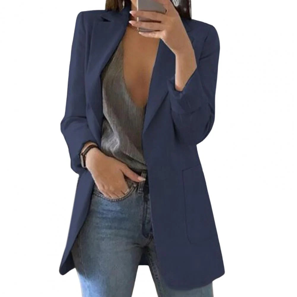 Women’S Blazer – Tailored Fit – Longline Cut – Notched Lapel – Formal Smart Style