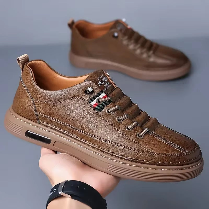 Brand Men'S Casual New Leather Shoes for Men Non-Slip Sports Shoes Fashion Comfortable Sneakers Male Flat Slip-On Casual Shoes