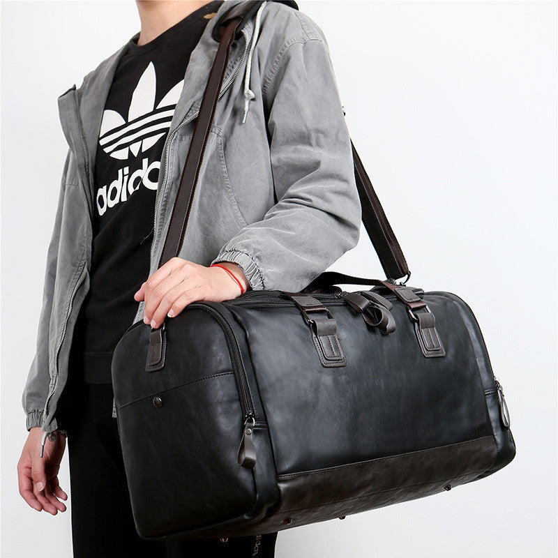 Pu Leather Large Capacity Travel Bag Men'S Business Travel Duffel Bag