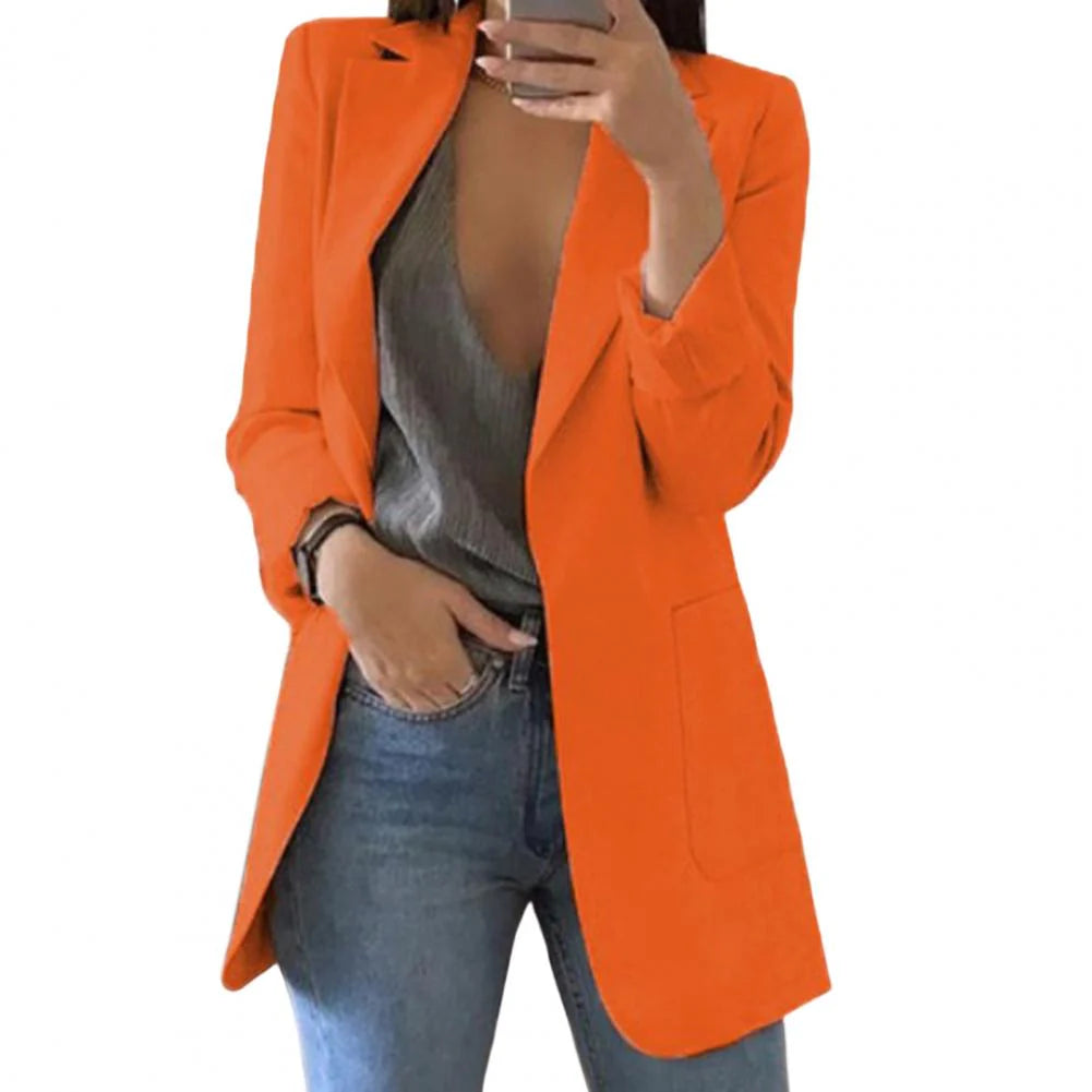 Women’S Blazer – Tailored Fit – Longline Cut – Notched Lapel – Formal Smart Style