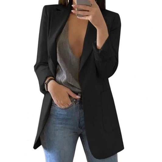 Women’S Blazer – Tailored Fit – Longline Cut – Notched Lapel – Formal Smart Style