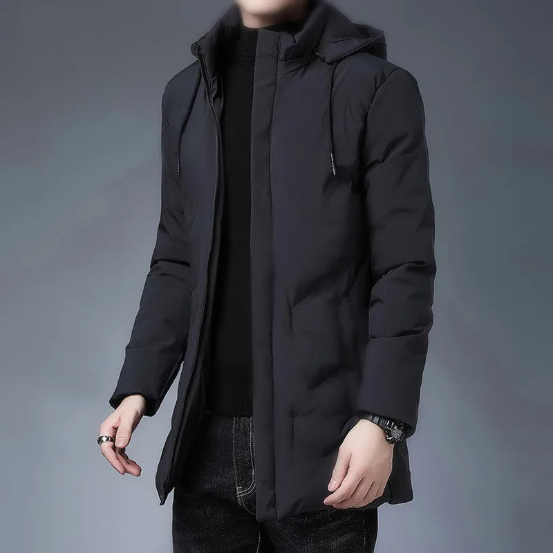 Mens Parkas Winter Warm Jacket Coats Men Fashion Casual Mens Winter Jackets and Coats Fleece Parkas Collar Detachable Clothes