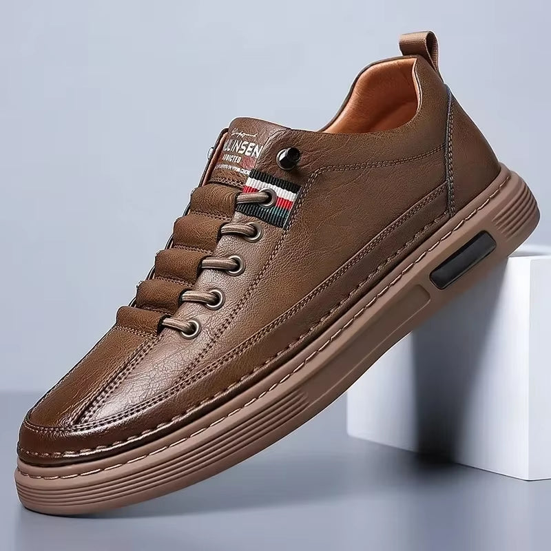 Brand Men'S Casual New Leather Shoes for Men Non-Slip Sports Shoes Fashion Comfortable Sneakers Male Flat Slip-On Casual Shoes