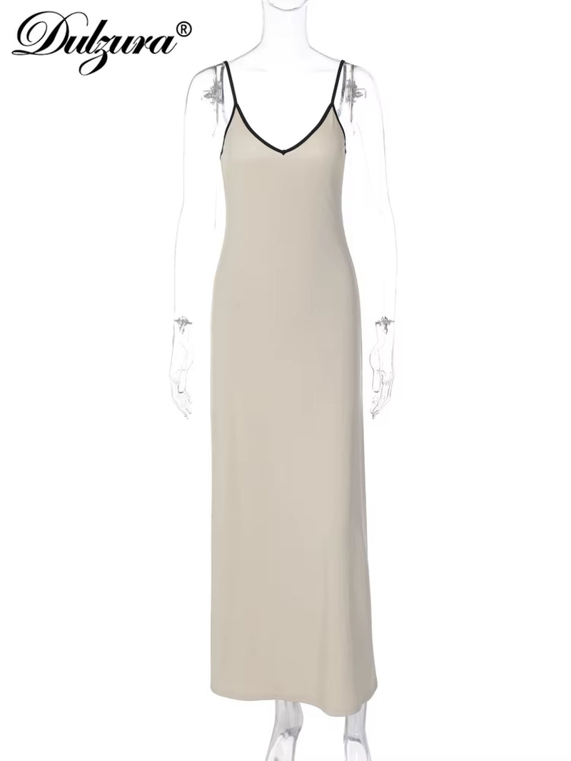 Ribbed Sleeveless Cami Maxi Dress Solid Sexy Elegant Long Dress Women’S Party Clubwear Autumn Winter Outfit