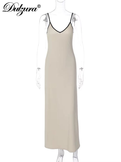 Ribbed Sleeveless Cami Maxi Dress Solid Sexy Elegant Long Dress Women’S Party Clubwear Autumn Winter Outfit