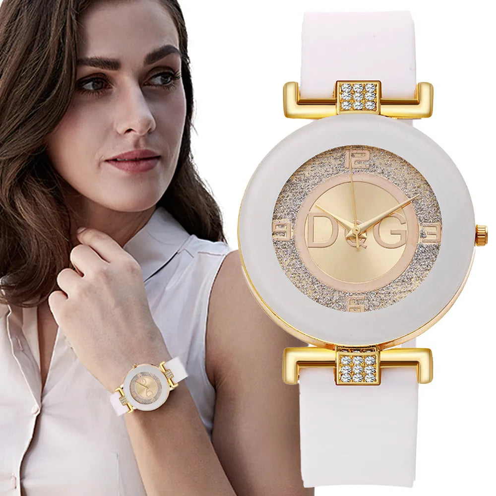 Simple Black White Quartz Watches Women Minimalist Design Silicone Strap Wristwatch Big Dial Women'S Fashion Creative Watch