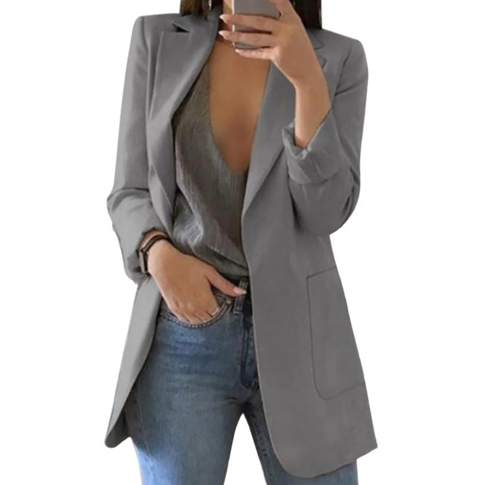 Women’S Blazer – Tailored Fit – Longline Cut – Notched Lapel – Formal Smart Style