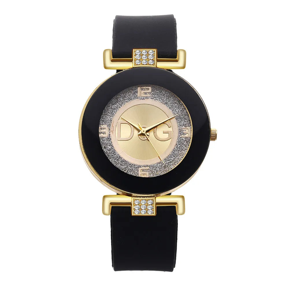 Simple Black White Quartz Watches Women Minimalist Design Silicone Strap Wristwatch Big Dial Women'S Fashion Creative Watch