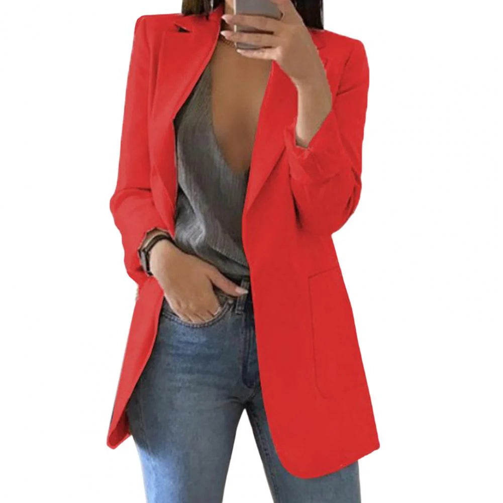 Women’S Blazer – Tailored Fit – Longline Cut – Notched Lapel – Formal Smart Style
