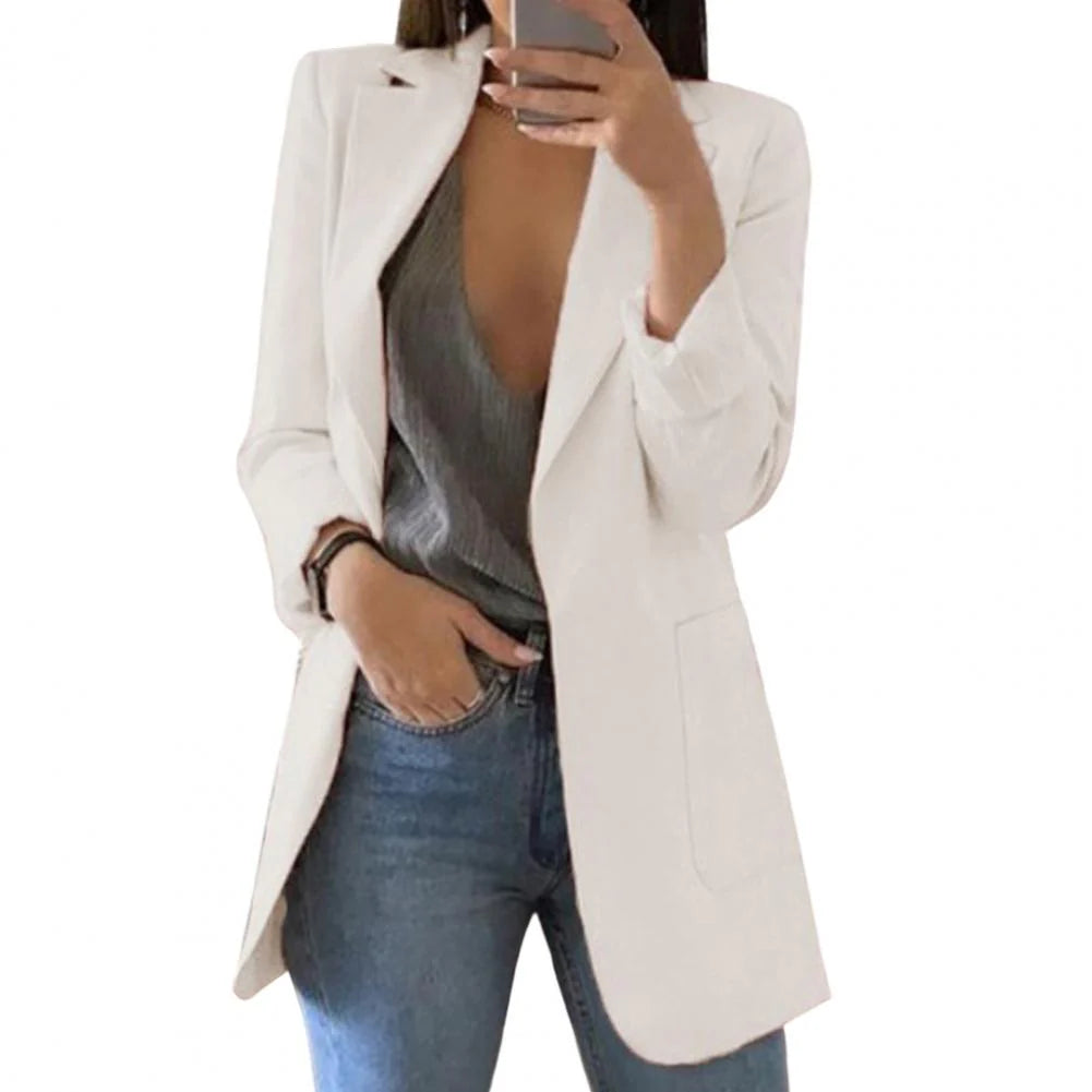 Women’S Blazer – Tailored Fit – Longline Cut – Notched Lapel – Formal Smart Style