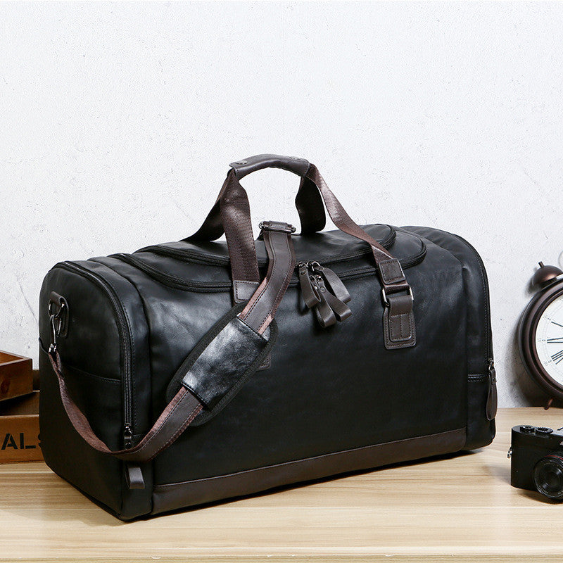 Pu Leather Large Capacity Travel Bag Men'S Business Travel Duffel Bag