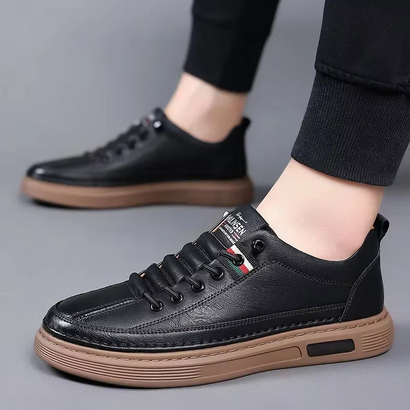 Brand Men'S Casual New Leather Shoes for Men Non-Slip Sports Shoes Fashion Comfortable Sneakers Male Flat Slip-On Casual Shoes